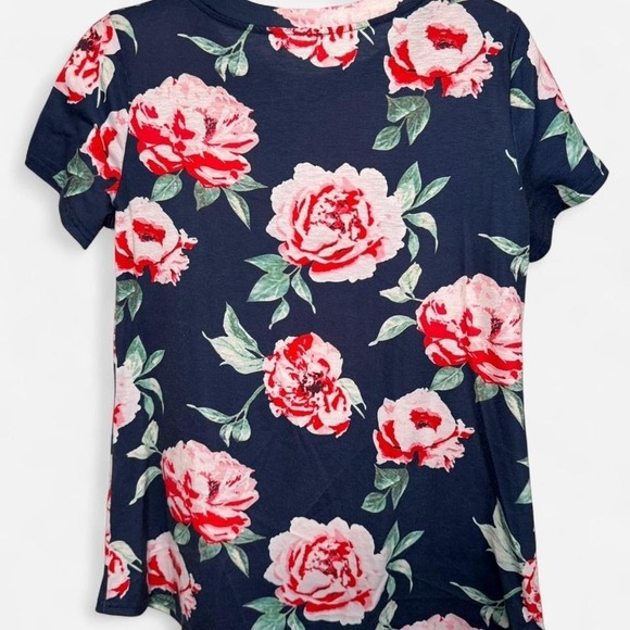 Women's Navy Floral Top, Medium - Picture 3 of 3